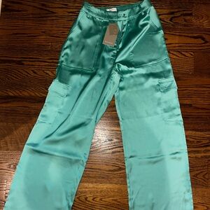 Meshki Amaya Satin Cargo Pant - Mint M